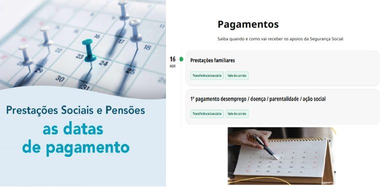 Datas pagamento Subsídios Segurança Social próxima semana 13 a 19 de abril