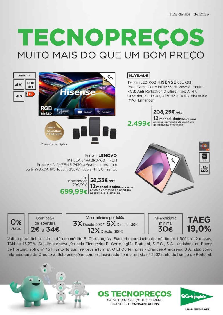 Folheto El Corte Inglés Tecnologia: Promoções13 a 26 de abril