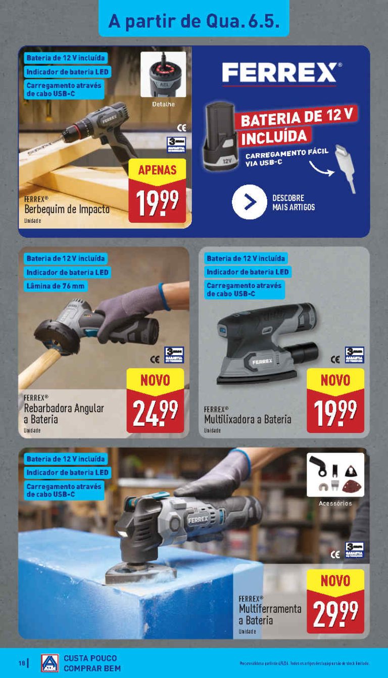 Folheto Aldi Ferramentas: Antevisão bazar Promoções 6 a 10 de maio