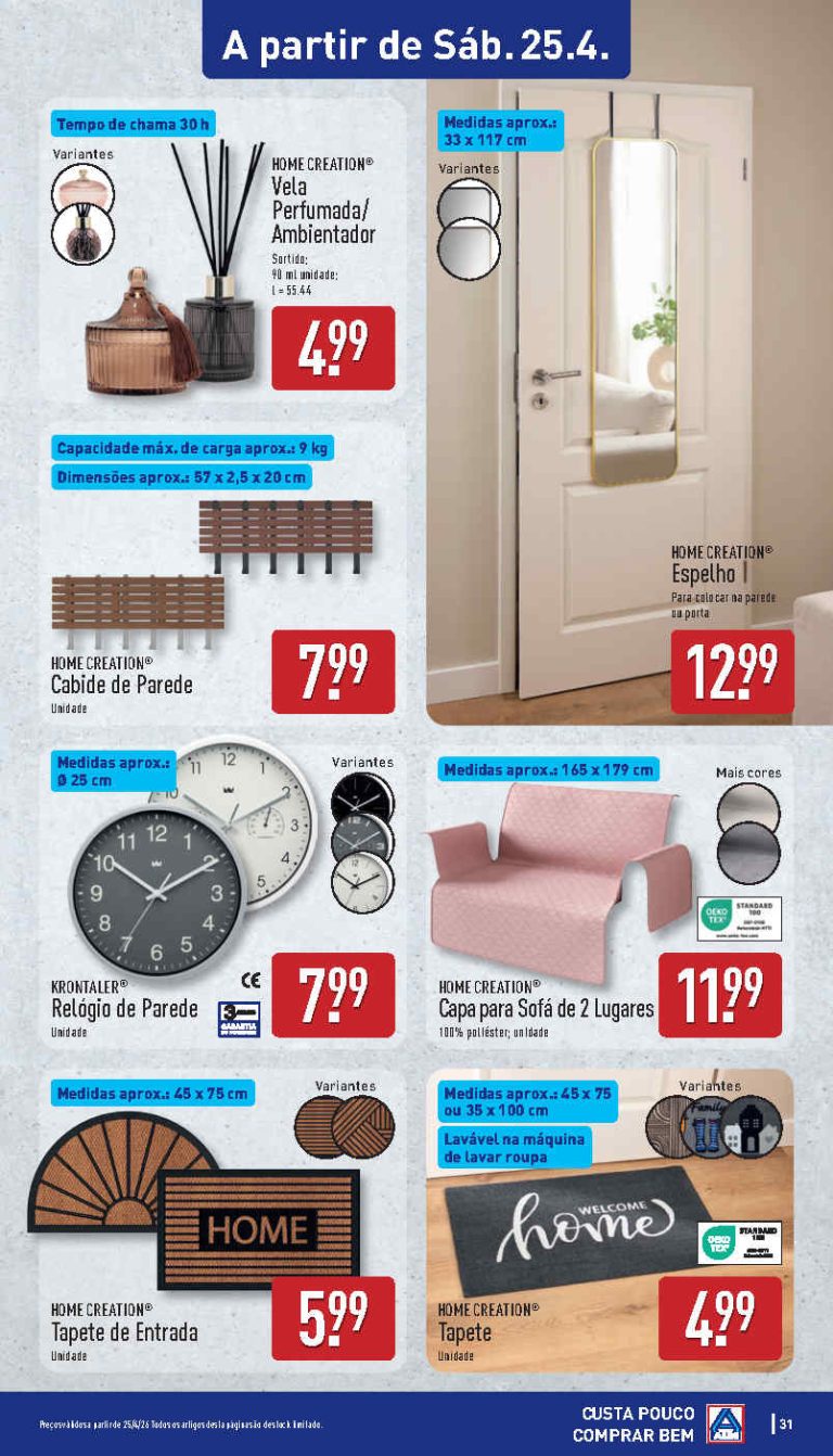 Folheto Aldi bazar: A antevisão Promoções 25 a 26 de abril