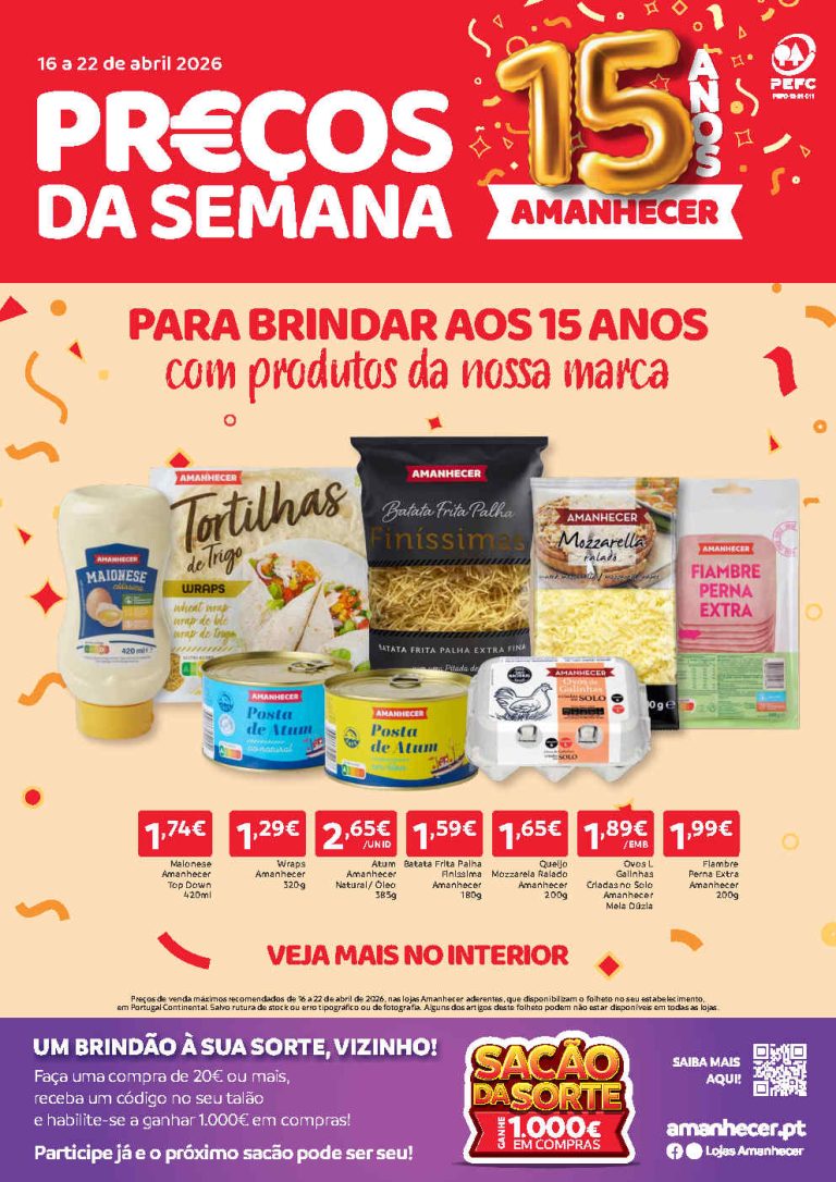 Folheto Amanhecer: Antevisão Promoções 16 a 22 de abril