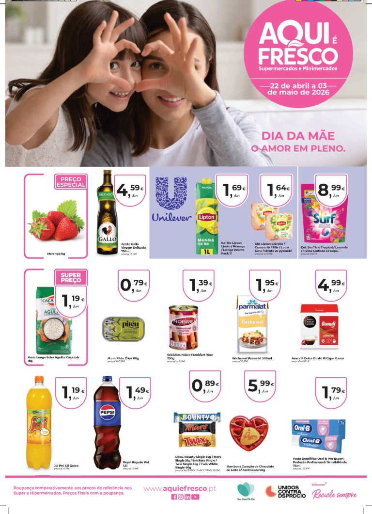 Folheto Aqui É Fresco: Antevisão Promoções 22 abril a 3 maio