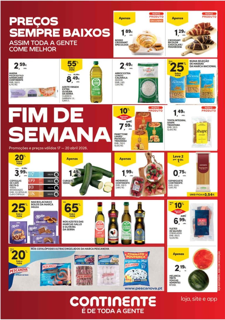 Folheto Continente Fim de Semana: Antevisão Promoções 14 a 20 de abril
