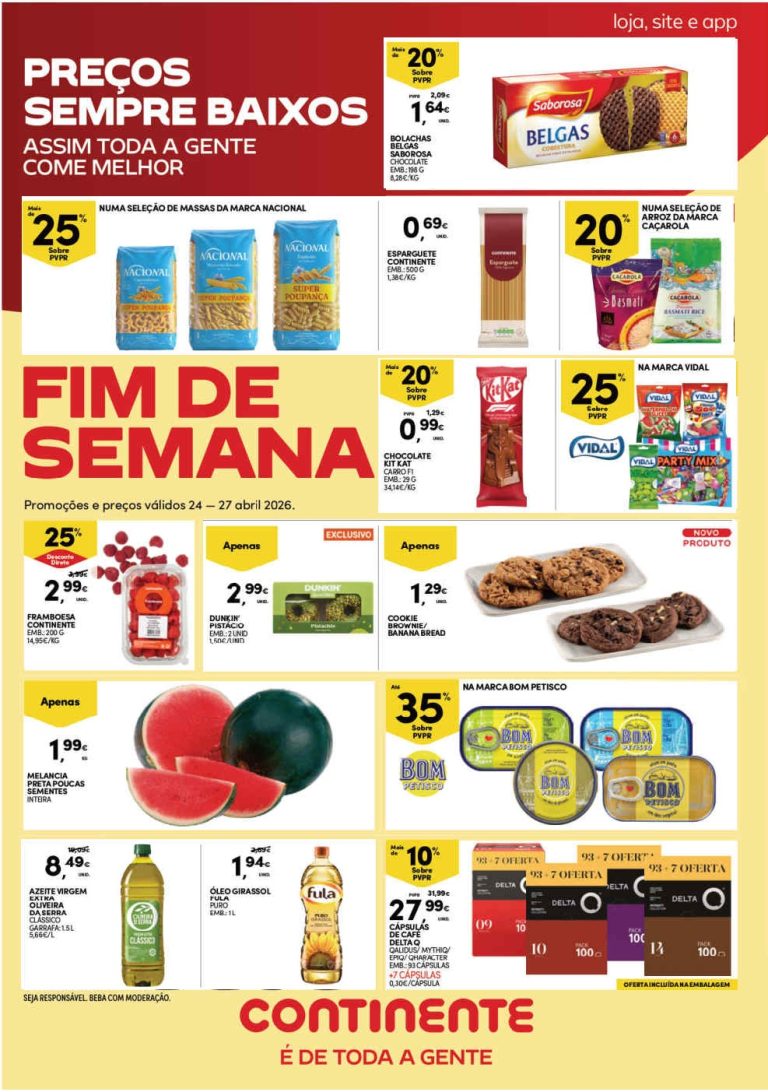 Folheto Continente Fim de Semana: Antevisão Promoções 24 a 27 de abril