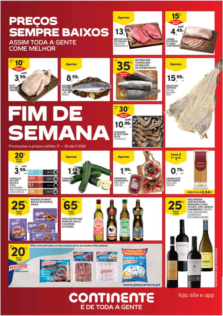 Folheto Continente Fim de Semana: Antevisão Promoções 14 a 20 de abril