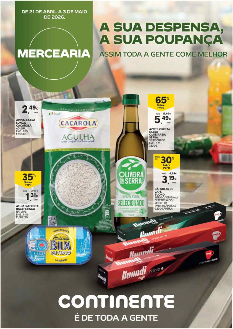 Folheto Continente Mercearia: Antevisão Promoções de 21 abril a 3 maio