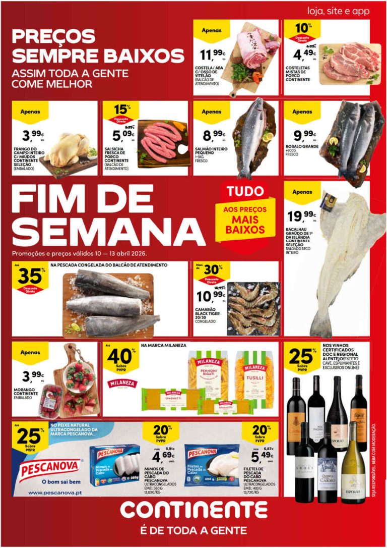 Folheto Continente Fim de Semana – Antevisão Promoções 7 a 13 de abril