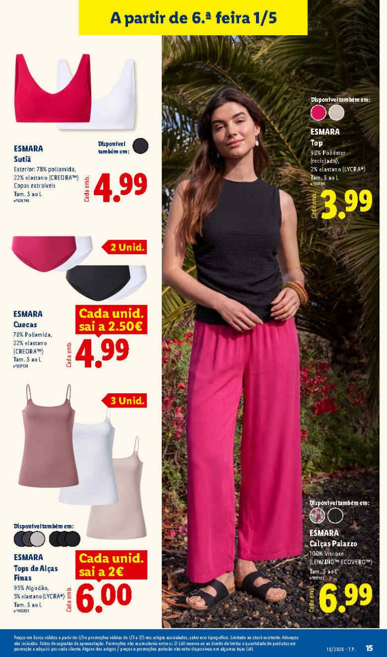 Folheto Lidl Moda: Antevisão bazar Promoções 1 a 7 de maio