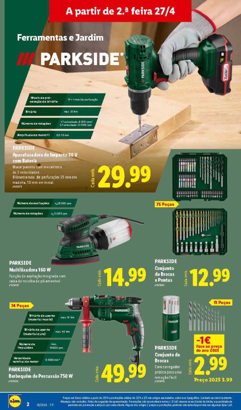 Folheto Lidl Bazar Parkside: Antevisão Promoções 27 abril a 7 maio