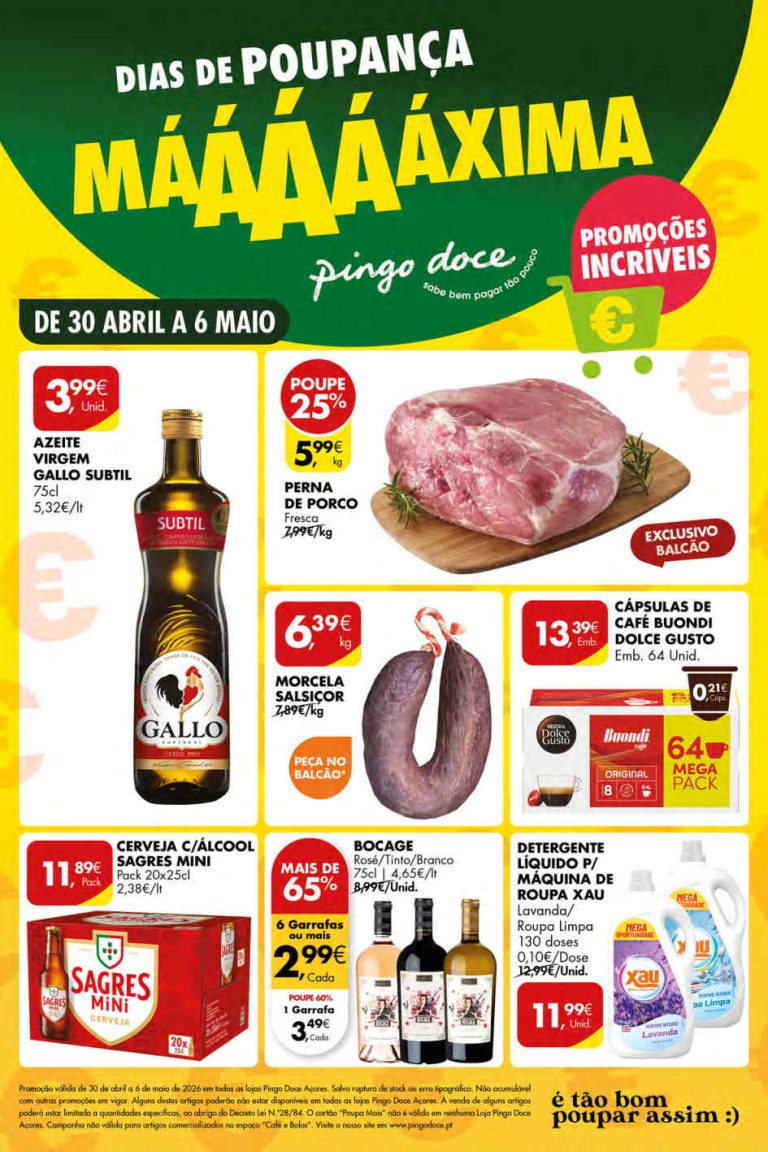 Folheto Pingo Doce Açores: Antevisão Promoções 30 abril a 6 maio