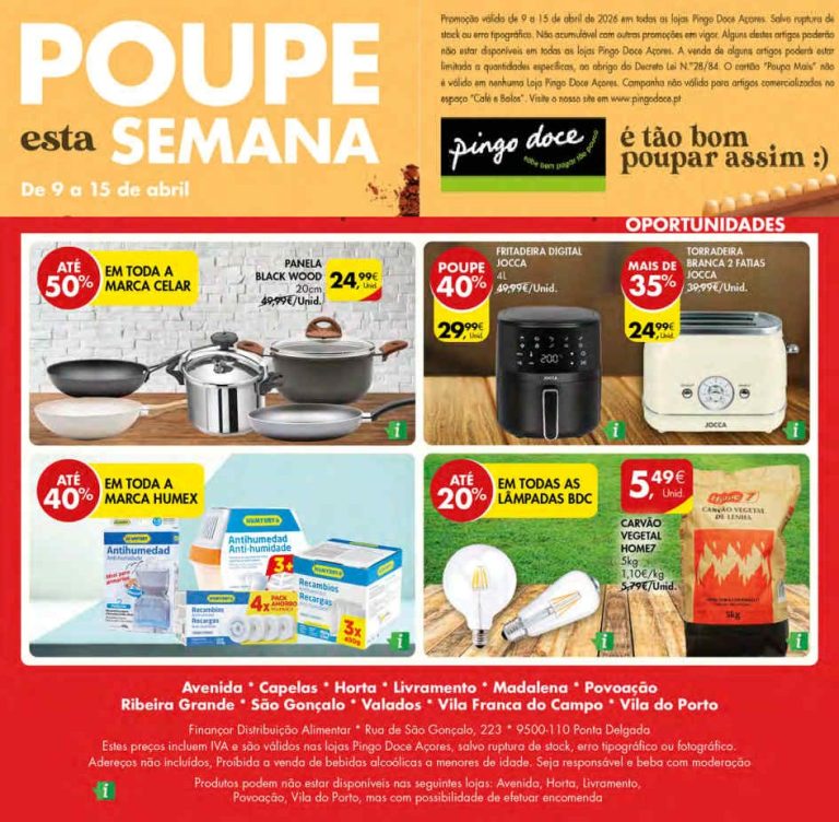 Antevisão Folheto Pingo Doce bazar Açores: Promoções 9 a 15 de abril