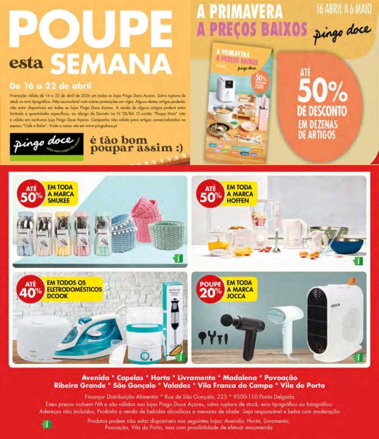 Folheto Pingo Doce Bazar Açores: Antevisão Promoções 16 a 22 de abril
