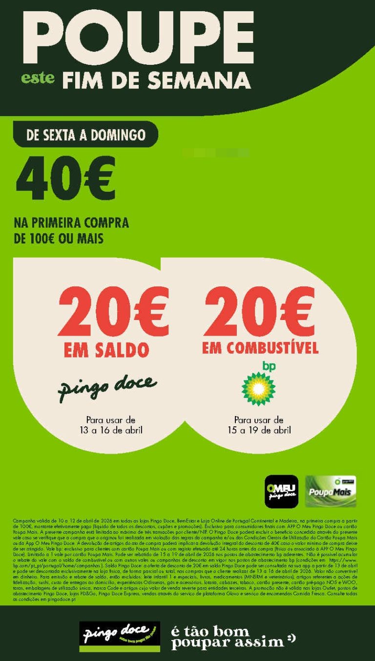 Folheto Pingo Doce Fim de Semana: Antevisão Promoções 10 a 13 de abril