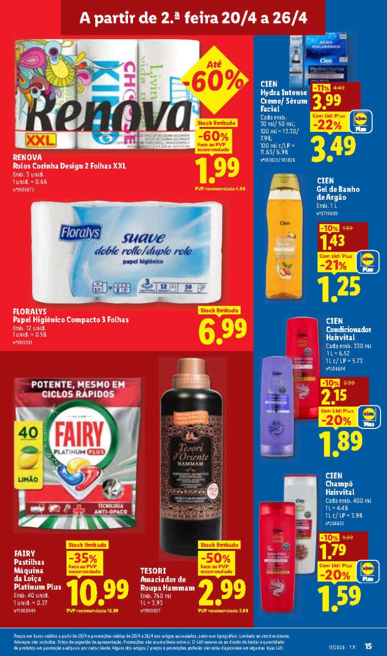 Folheto Lidl Limpeza e Beleza: Antevisão promoções 20 a 26 de abril