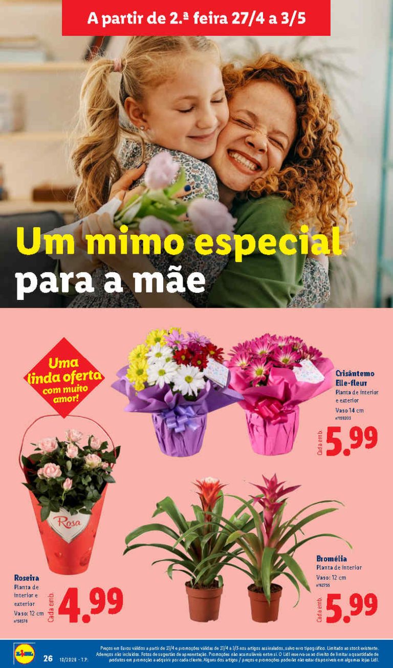 Folheto Lidl Dia da Mãe: Antevisão Promoções Flores de 27 abril a 3 maio