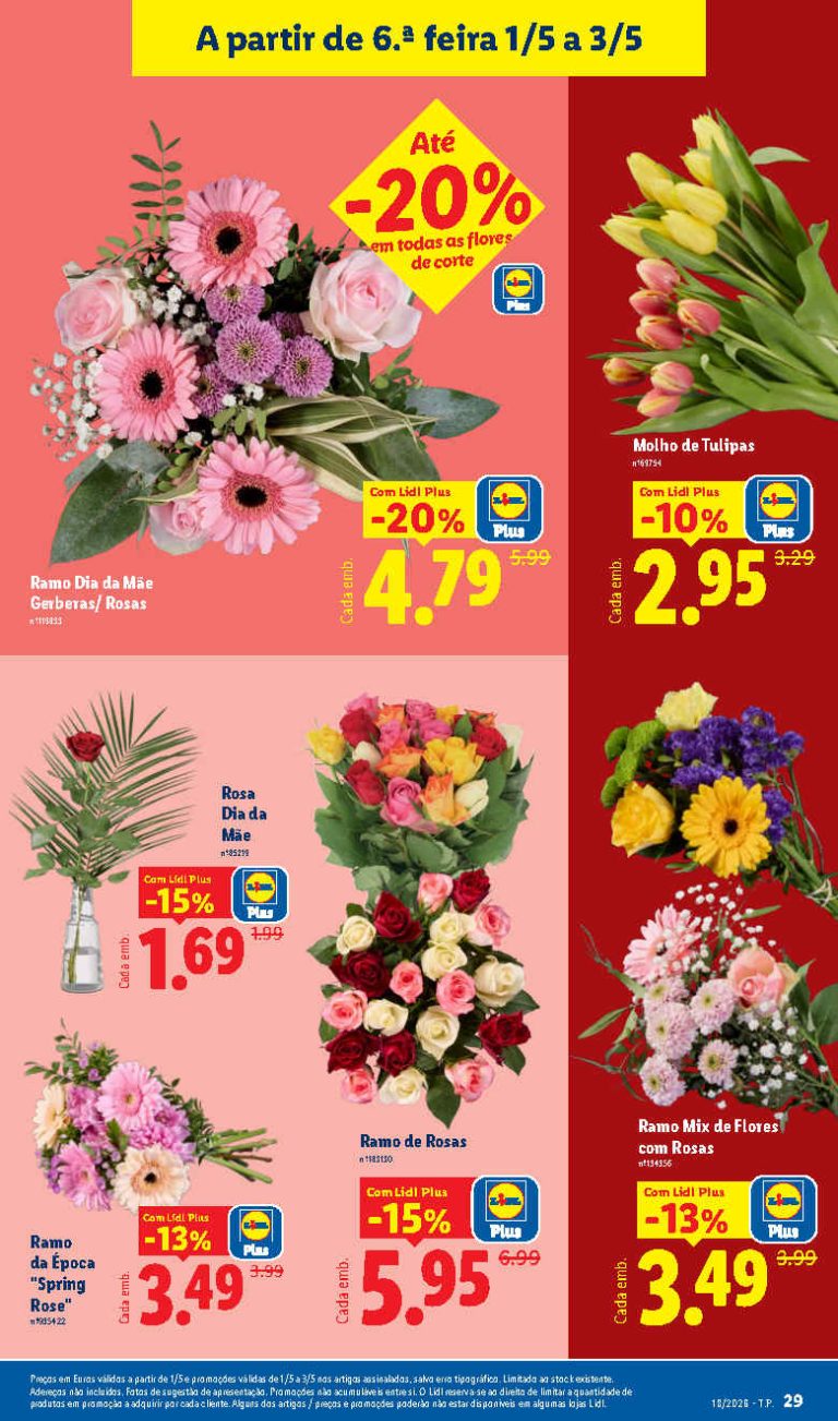 Folheto Lidl Flores: Antevisão Dia da Mãe Promoções 1 a 3 de maio