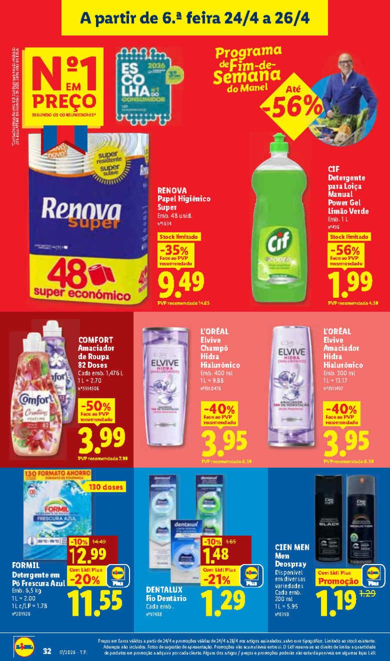 Folheto Lidl Limpeza e Beleza: Antevisão promoções 24 a 26 de abril