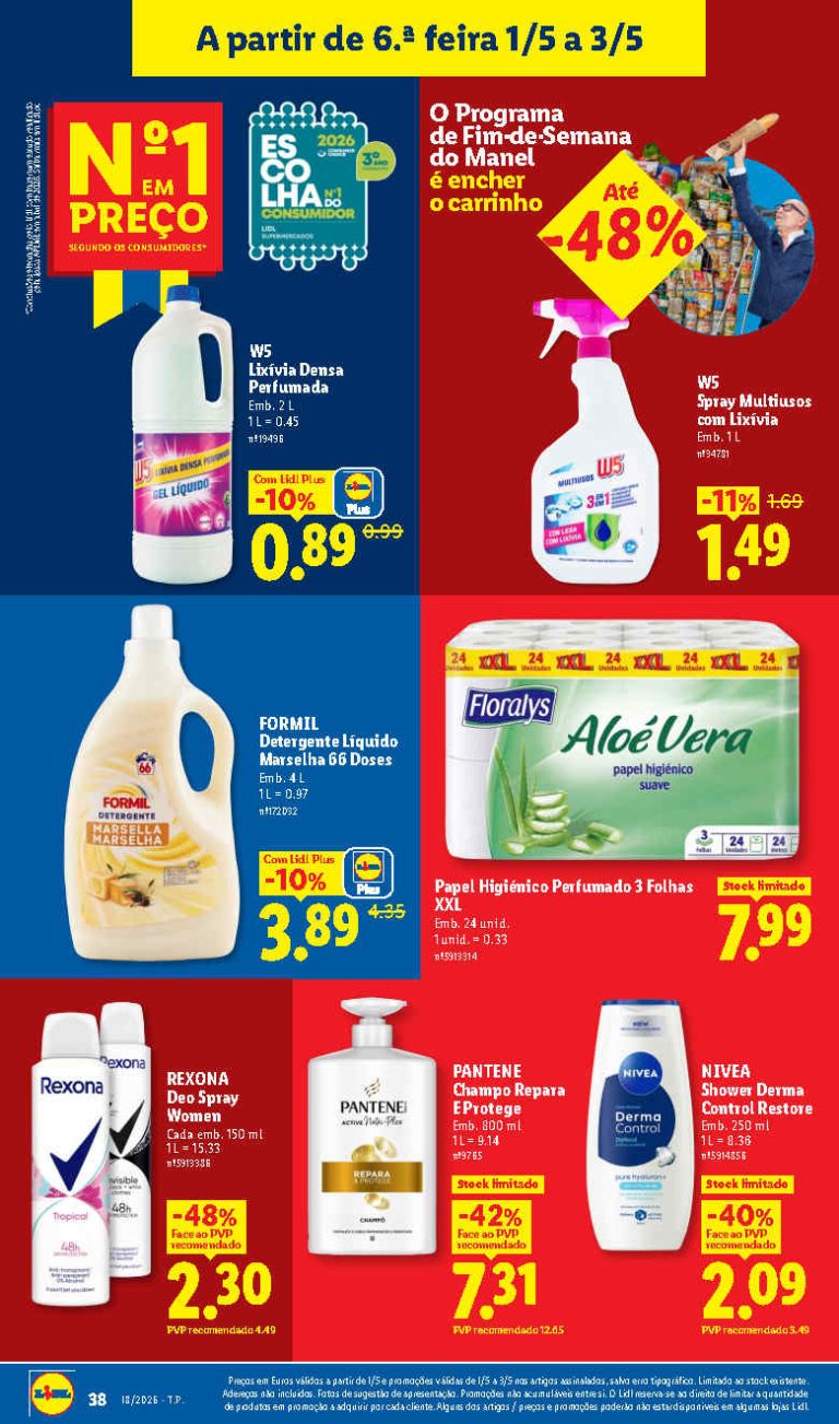 Folheto Lidl Limpeza e Beleza: Antevisão Promoções de 1 a 3 maio