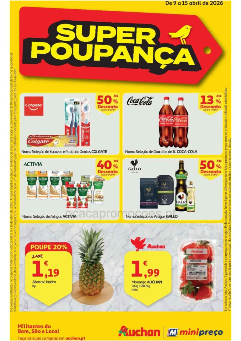 Antevisão Folheto Minipreço Auchan: Promoções 9 a 15 de abril