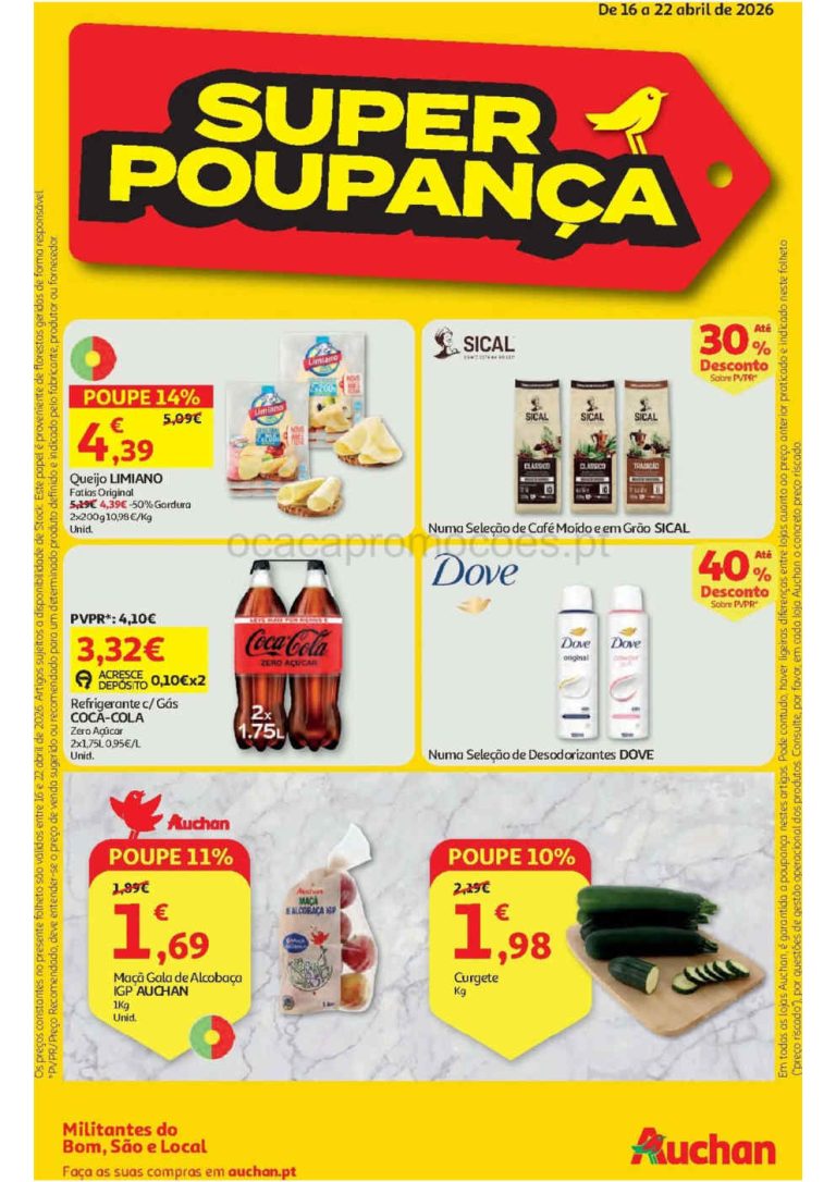 Folheto Minipreço Auchan: Antevisão Promoções 16 a 22 de abril
