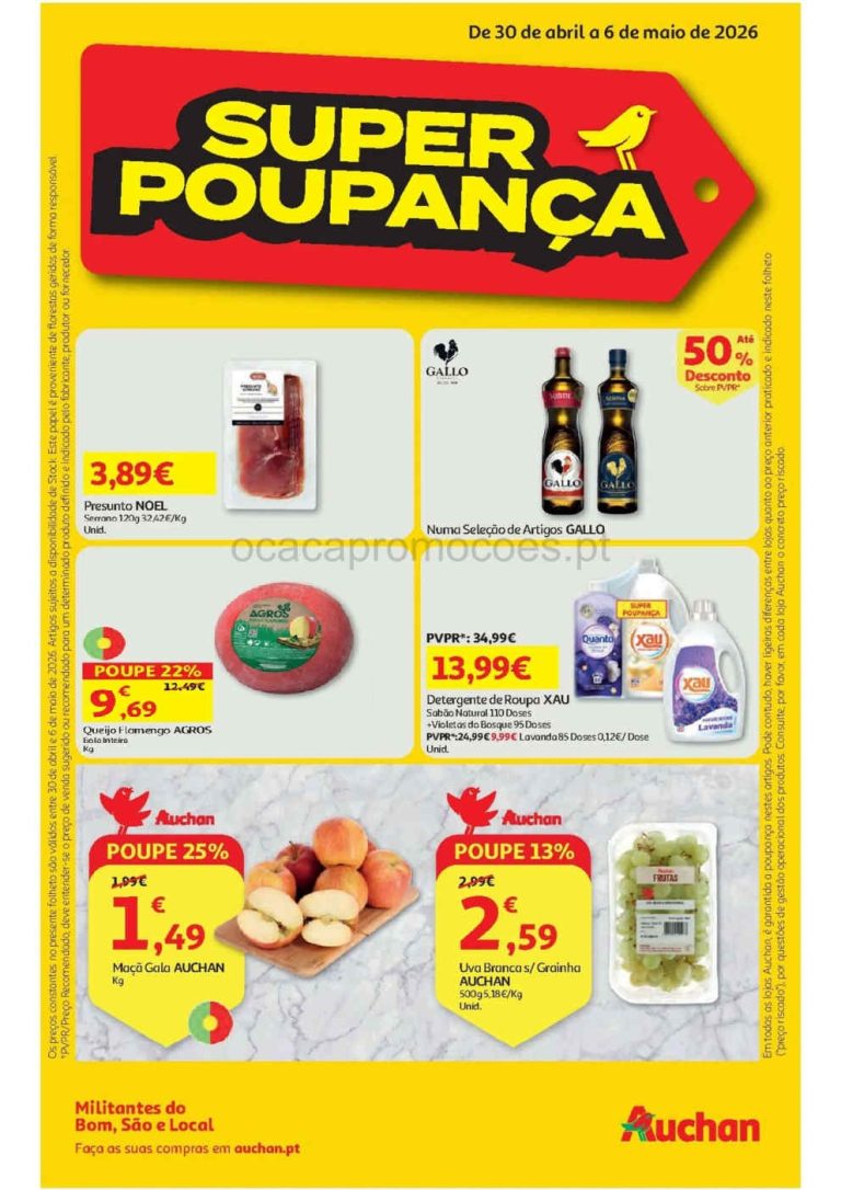 Folheto Minipreço Auchan: Antevisão Promoções 30 abril a 6 maio