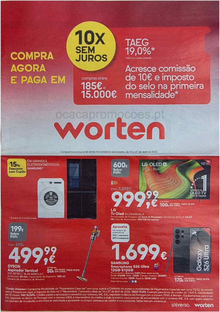 Folheto Worten: Antevisão Promoções 16 a 27 de abril