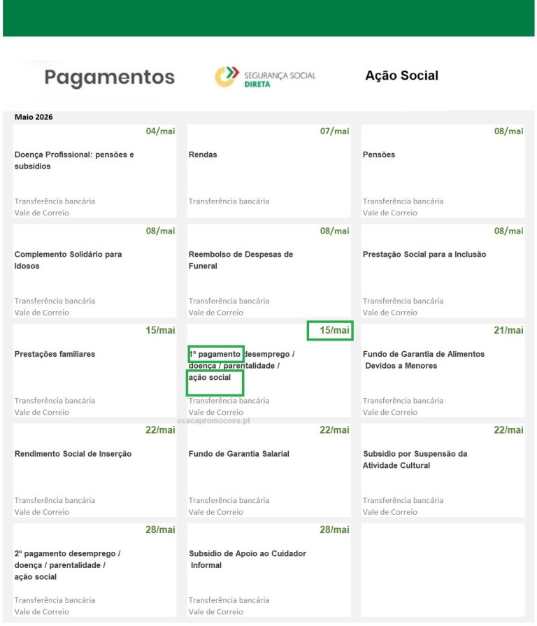 Ação Social: data do 1º pagamento em maio