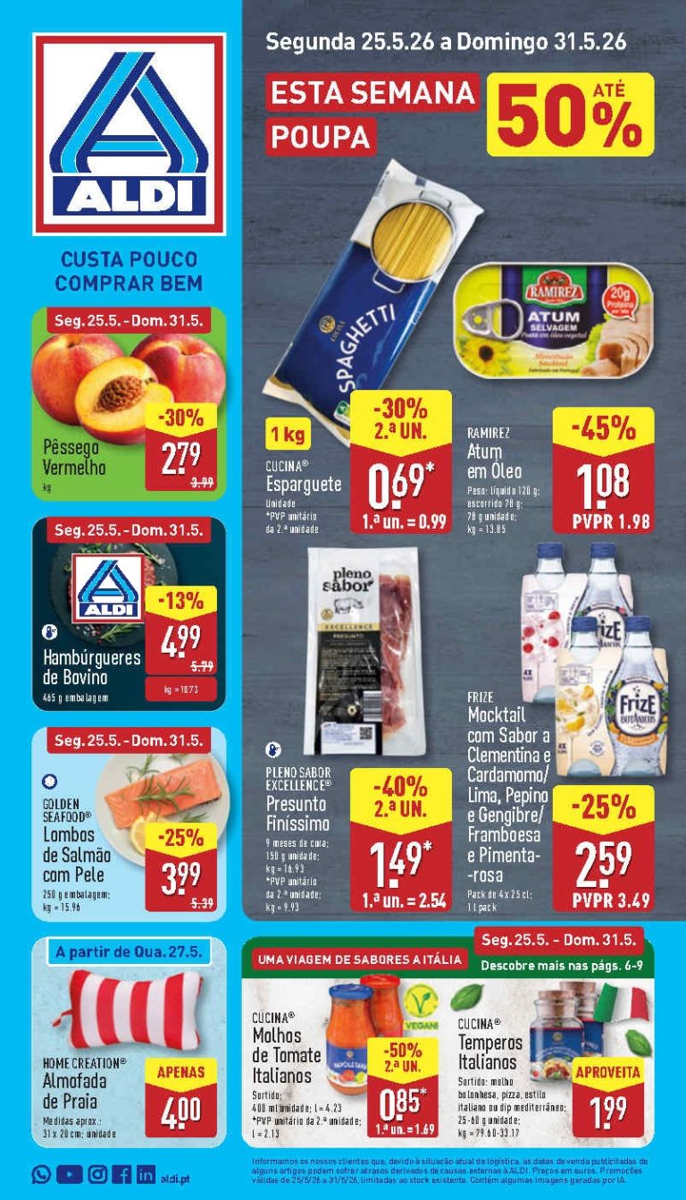 Folheto Aldi – Antevisão Promoções 25 a 31 de maio