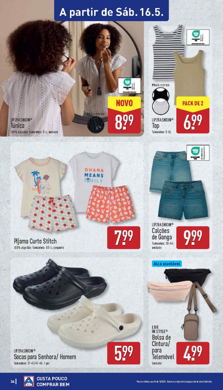 Folheto Aldi moda: Antevisão bazar Promoções 16 a 17 de maio