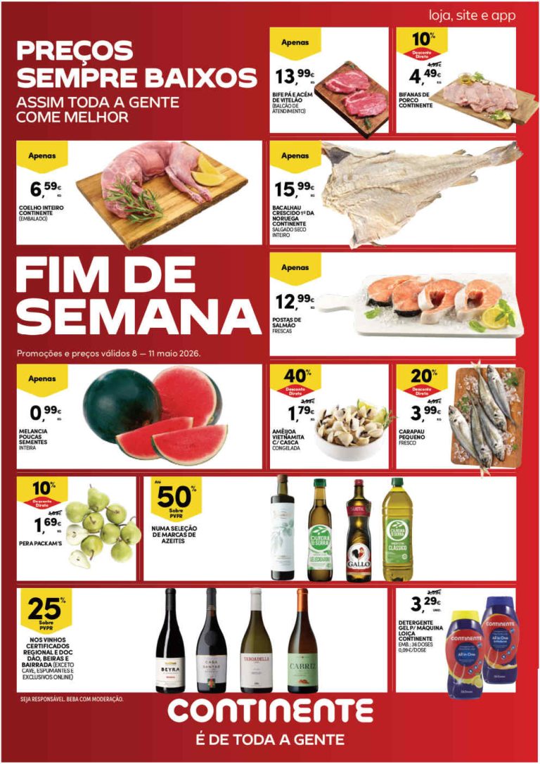 Folheto Continente Fim de Semana – Antevisão Promoções 8 a 11 de maio