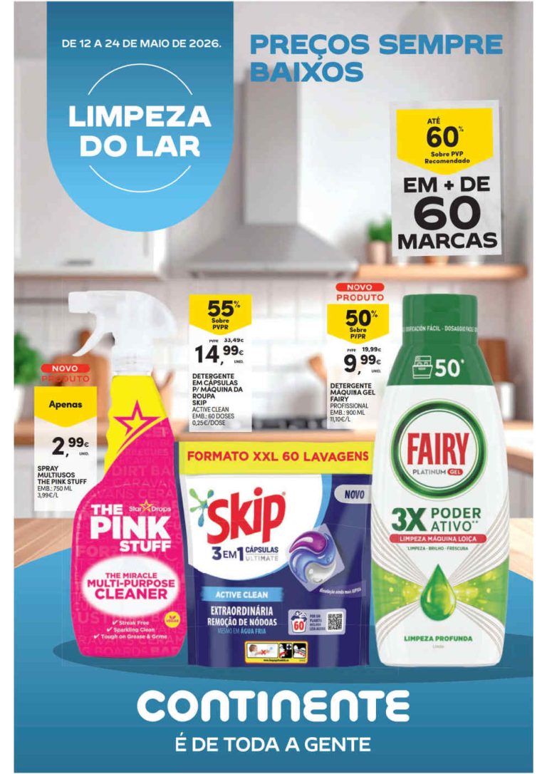 Folheto Continente Limpeza – Antevisão Promoções 12 a 24 de maio