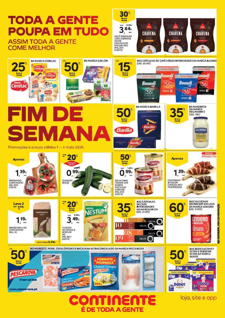 Folheto Continente Fim de Semana: Antevisão Promoções 1 a 4 de maio
