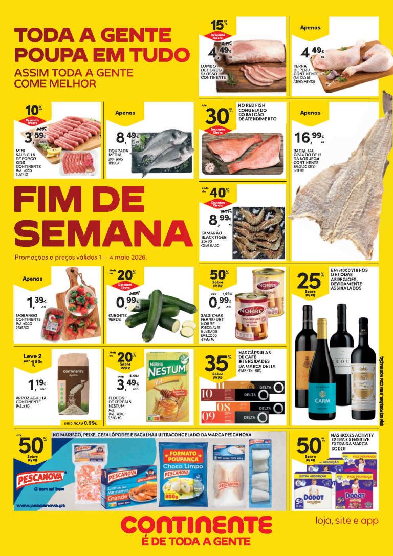 Folheto Continente Fim de Semana: Antevisão Promoções 1 a 4 de maio