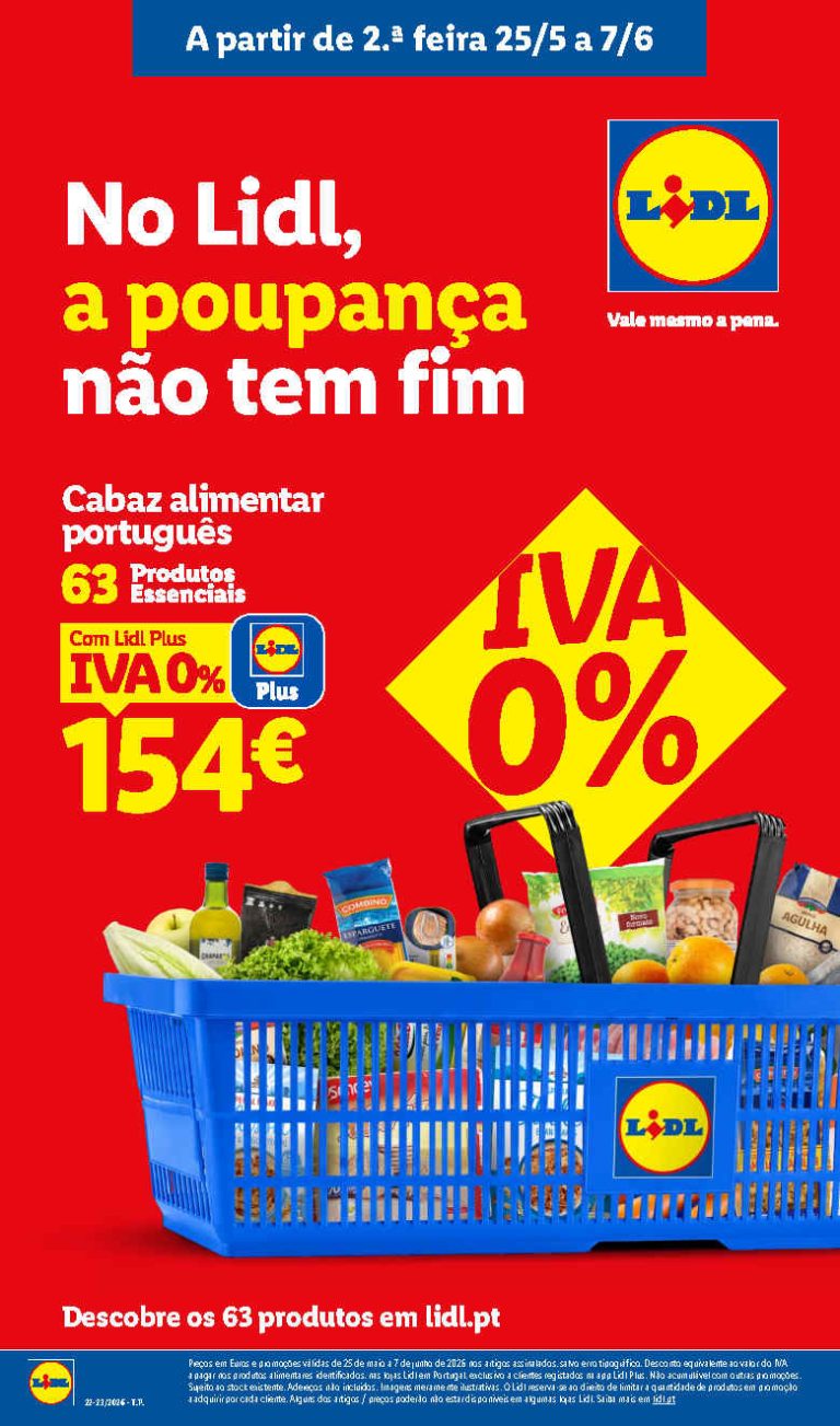 Folheto Lidl 0% Iva Cabaz Alimentar – Antevisão Promoções 25 maio a 7 junho