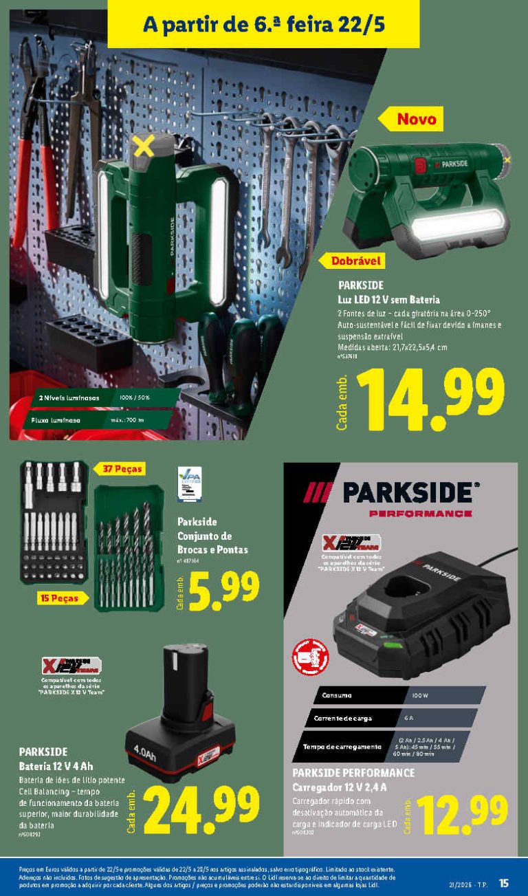 Folheto Lidl Parkside – Antevisão bazar Promoções 22 a 28 de maio
