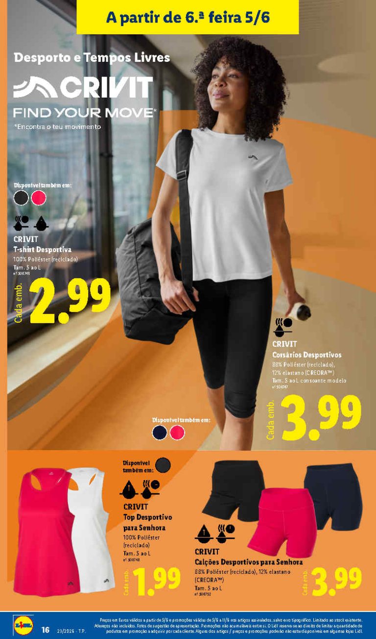 Folheto Lidl Crivit – Antevisão bazar Promoções 5 a 7 de junho