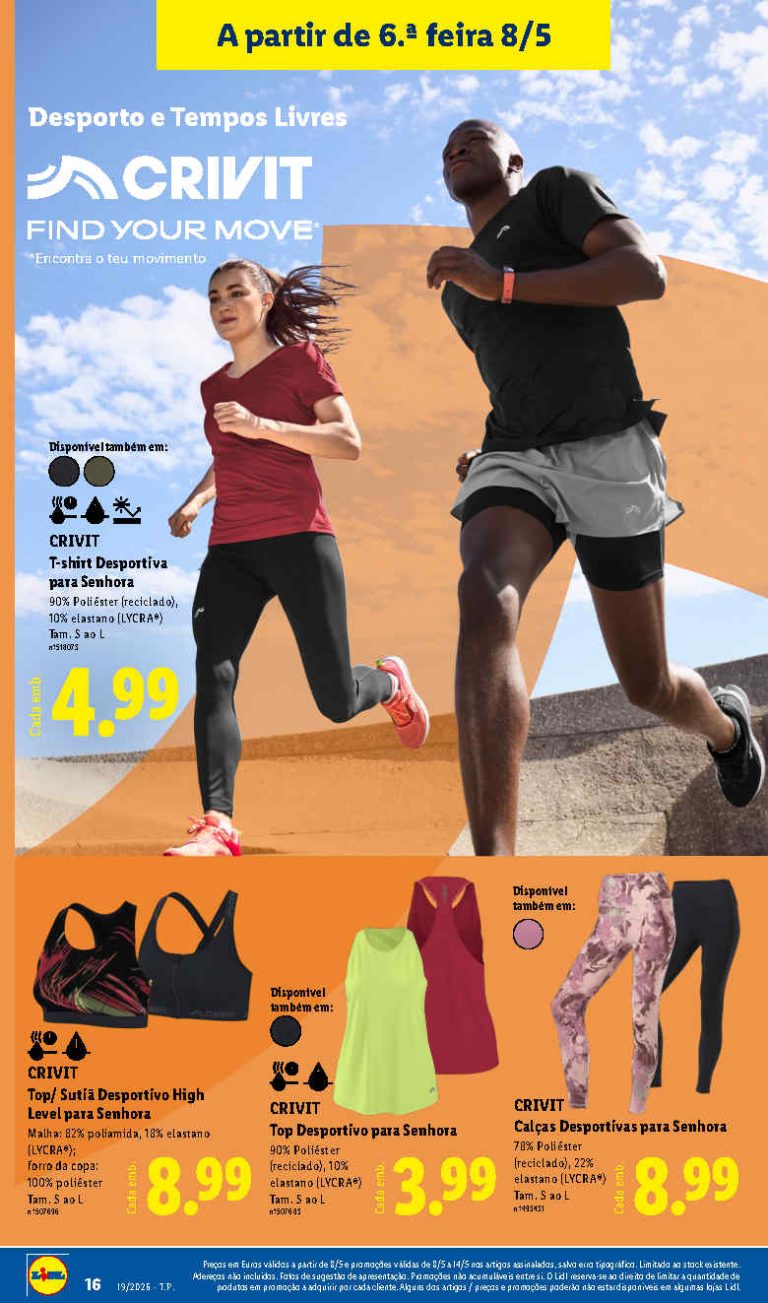 Folheto Lidl Crivit: Antevisão Bazar Promoções 8 a 14 de maio