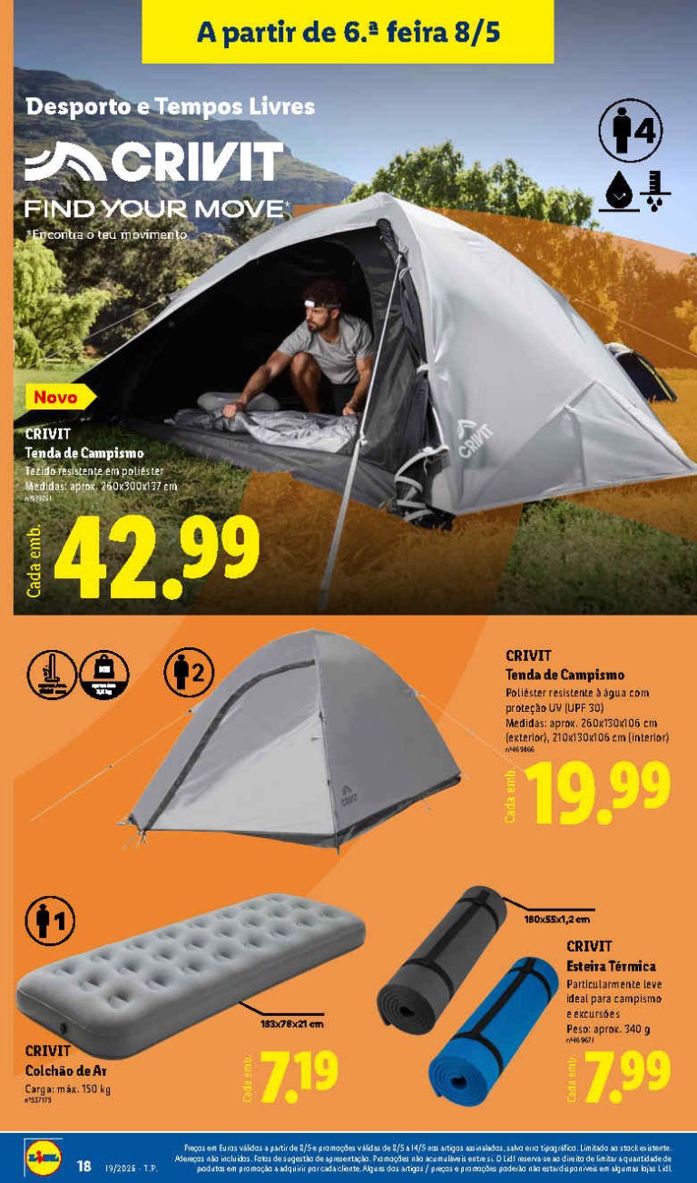 Folheto Lidl Campismo: Antevisão Bazar Promoções 8 a 14 de maio