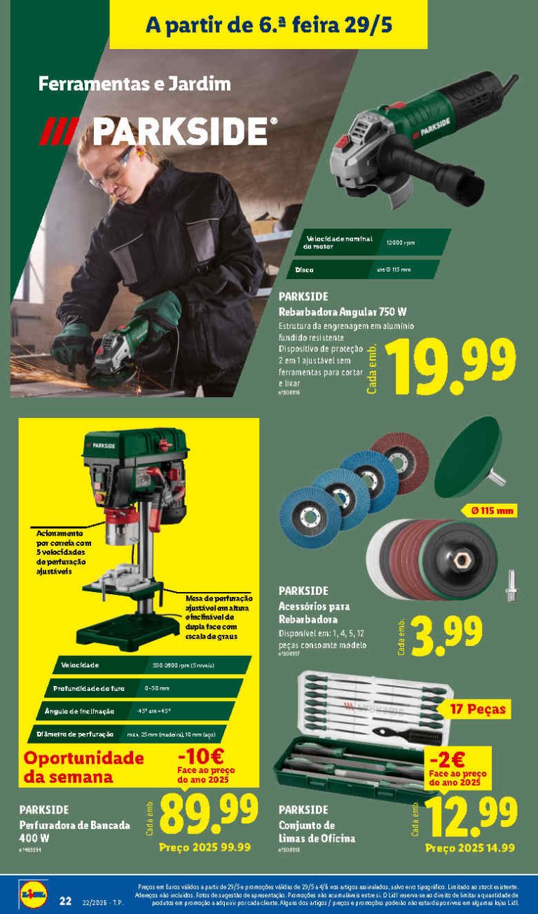 Folheto Lidl Parkside – Antevisão bazar Promoções 29 maio a 4 junho