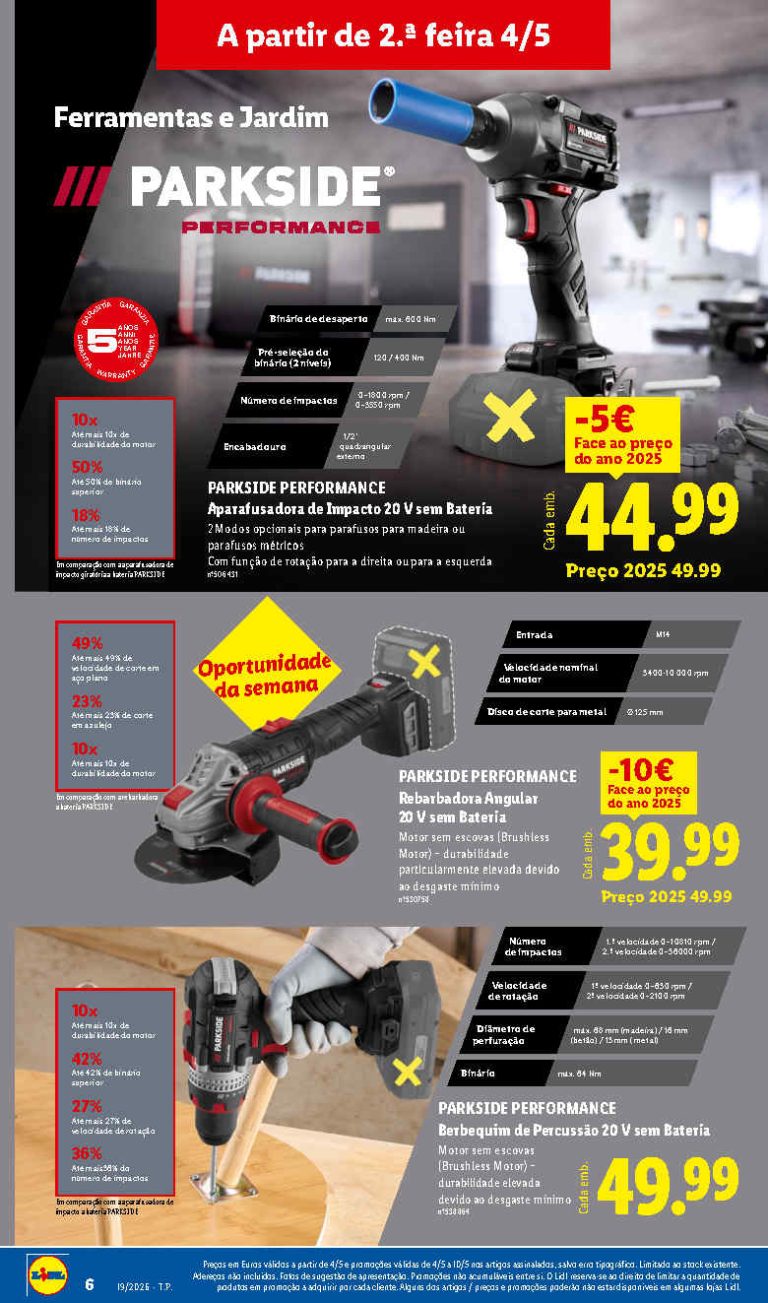 Folheto Lidl Parkside: Antevisão Bazar Promoções 4 a 10 de maio