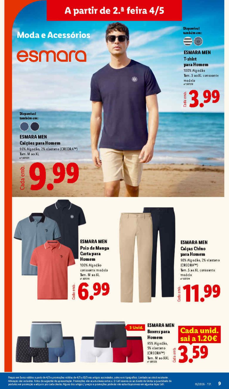 Folheto Lidl Moda: Antevisão Bazar Promoções 4 a 14 de maio
