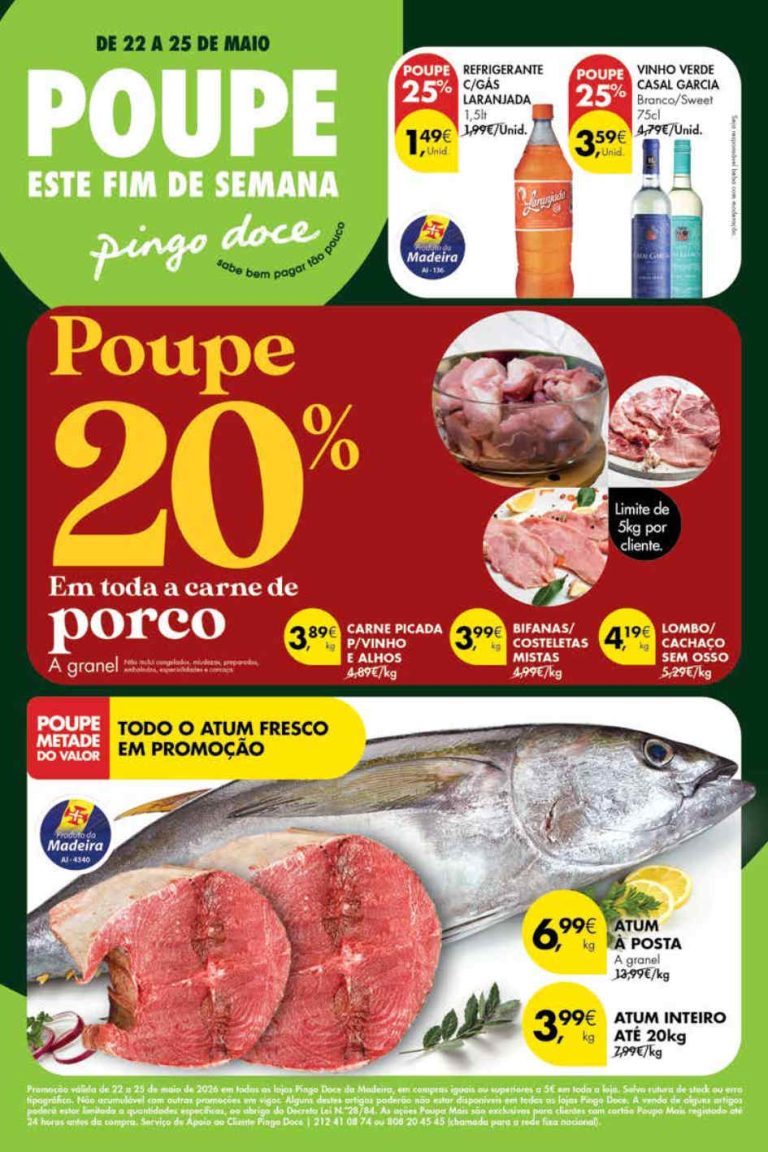 Folheto Pingo Doce Madeira Fim de Semana – Antevisão Promoções 22 a 25 de maio