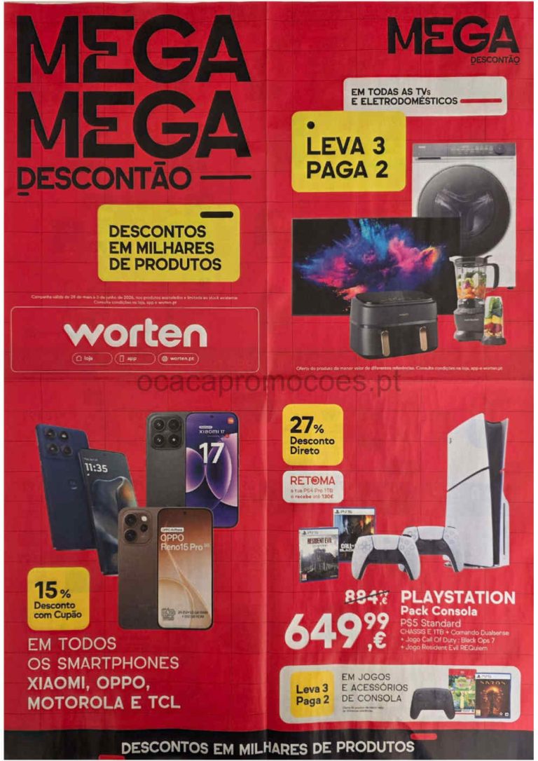 Folheto Worten Mega Descontão – Antevisão Promoções 28 maio a 3 junho