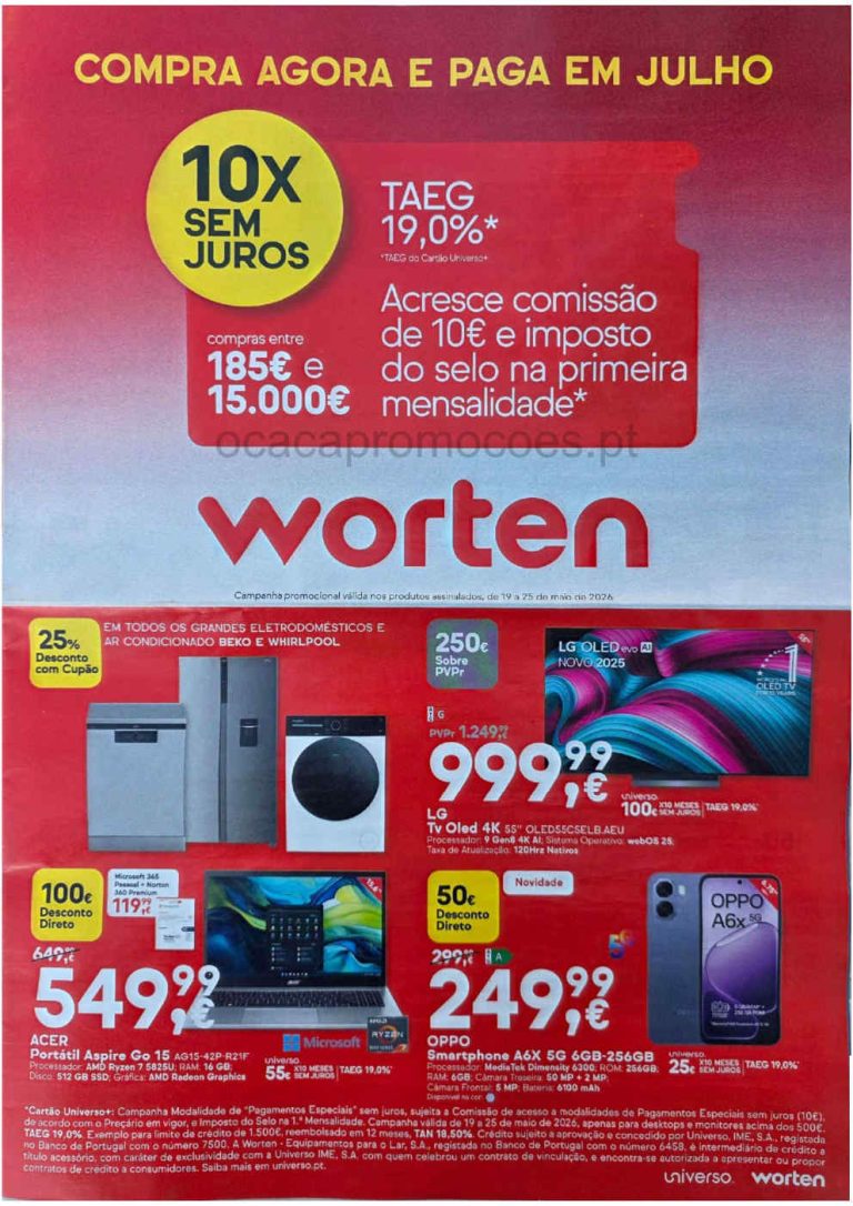 Folheto Worten – Antevisão Promoções 19 a 25 de maio
