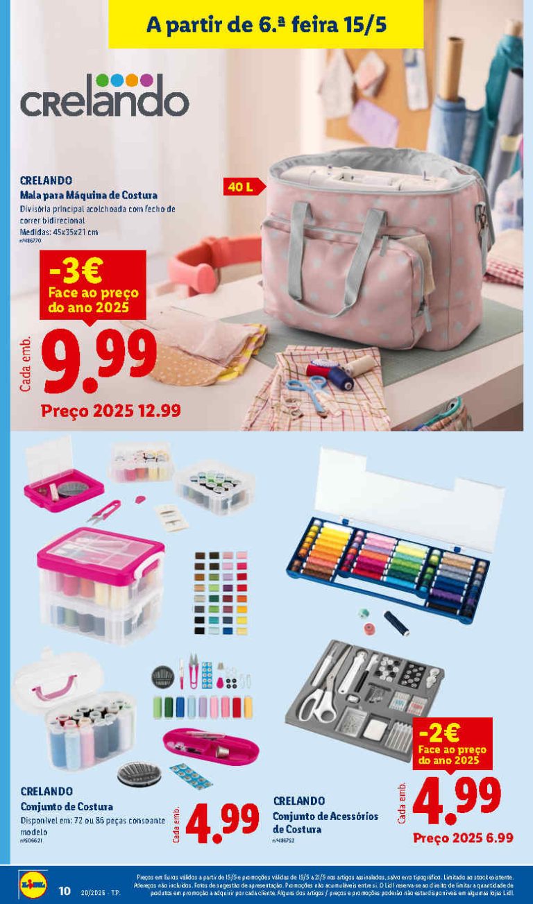 Folheto Lidl Costura – Antevisão bazar Promoções 15 a 21 de maio
