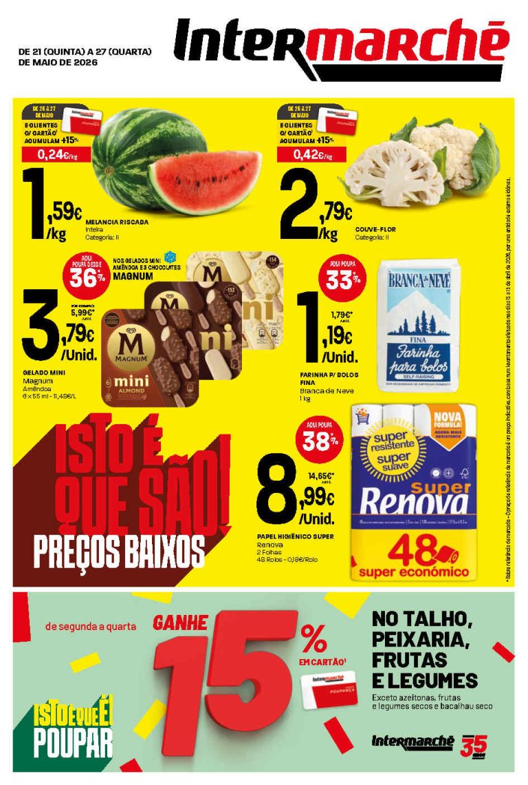 Folheto Intermarché lojas pequenas – Antevisão Promoções 21 a 27 de maio