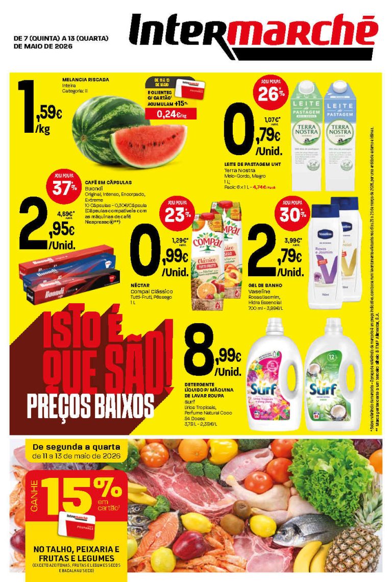 Folheto Intermarché Lojas pequenas – Antevisão Promoções 7 a 13 de maio