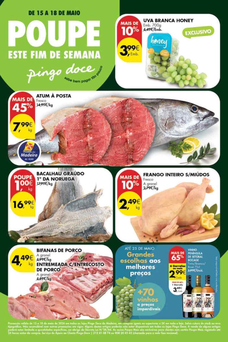 Folheto Pingo Doce Madeira Fim de Semana – Antevisão Promoções 15 a 18 de maio