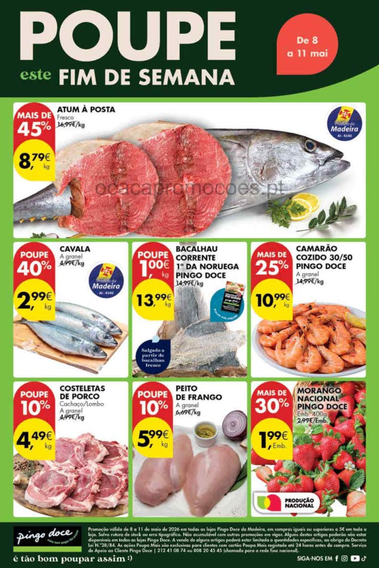 Folheto Pingo Doce Madeira Fim de Semana – Antevisão Promoções 8 a 11 de maio