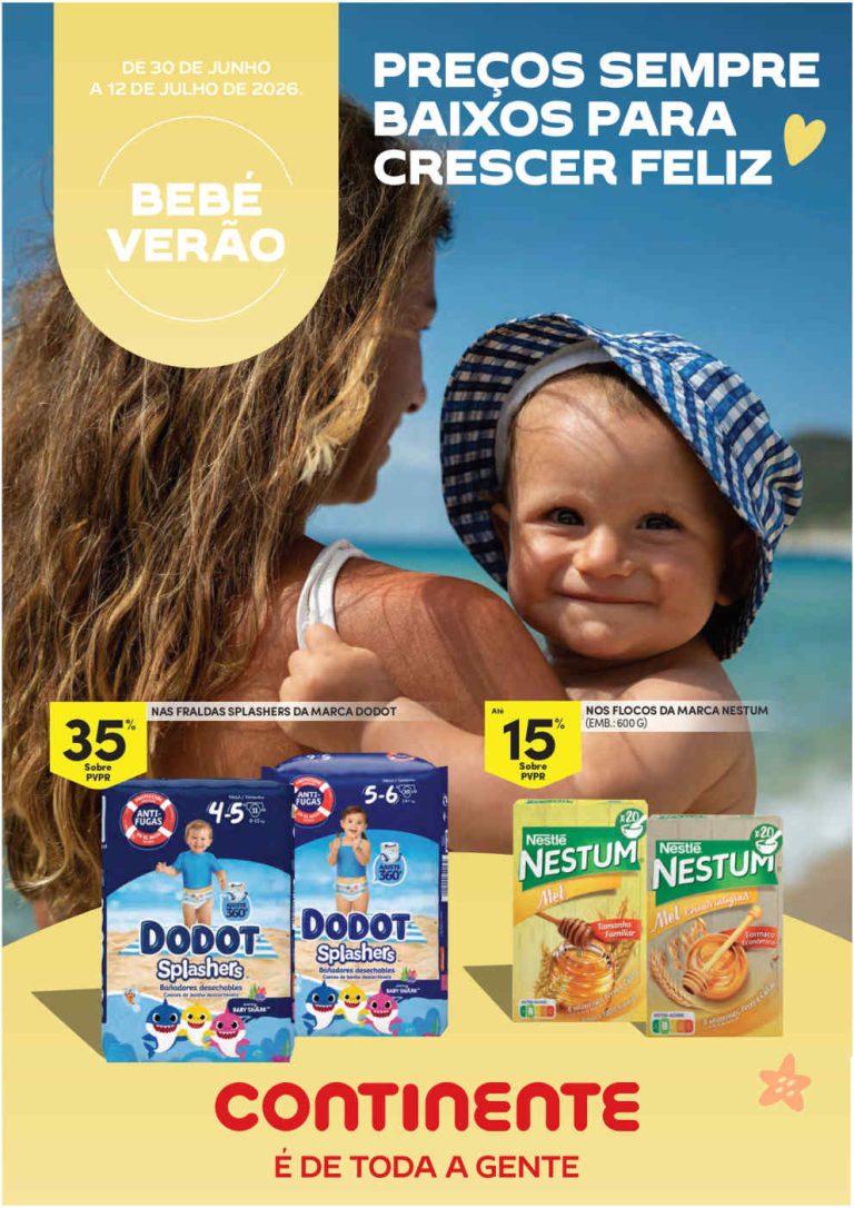 Folheto Continente Bebé Verão – Antevisão Promoções 30 junho a 12 julho